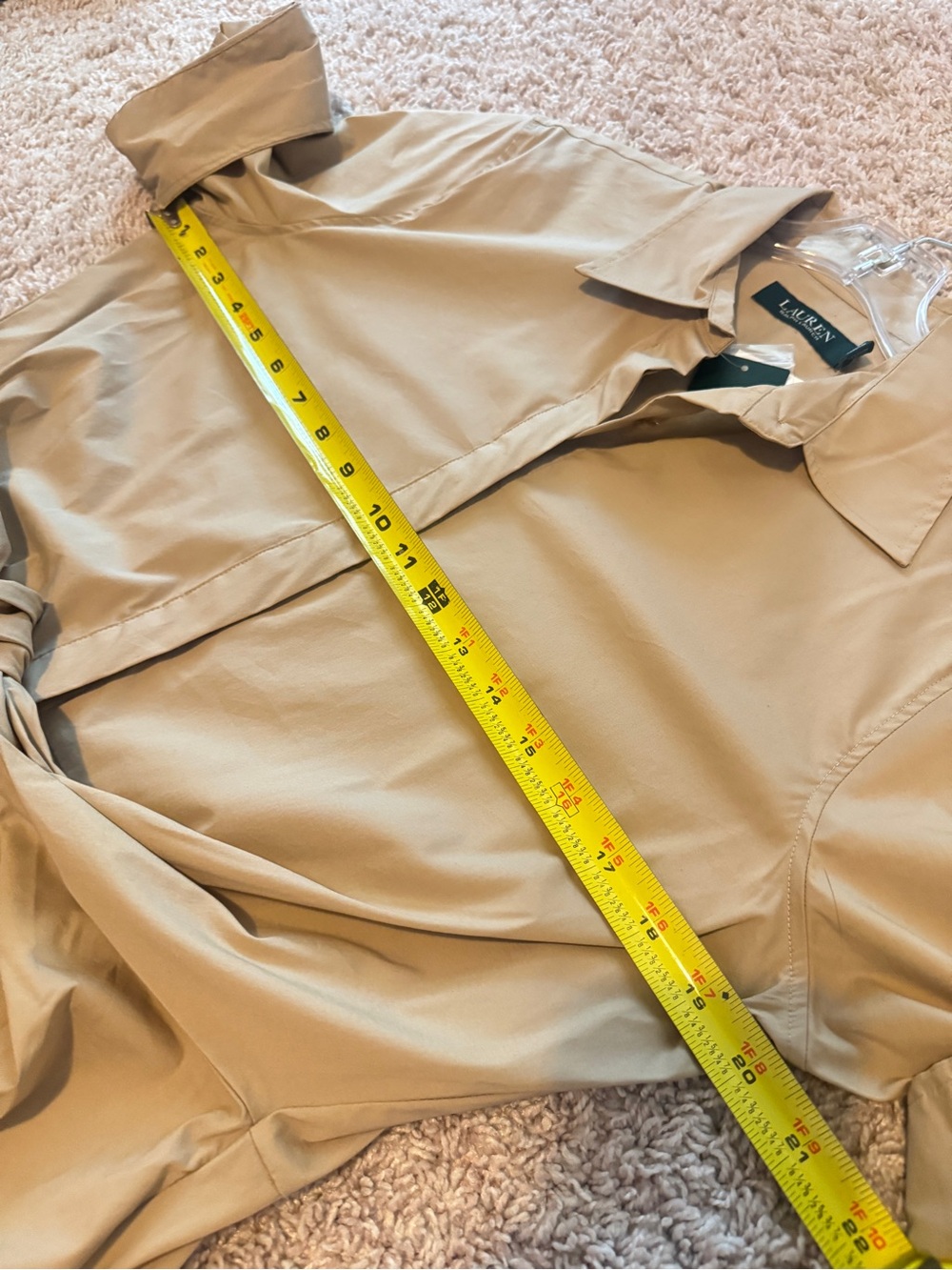 NWT Ralph Lauren Beige Tie-Front Midi Shirt Dress Size 8 - Picture 15 of 16